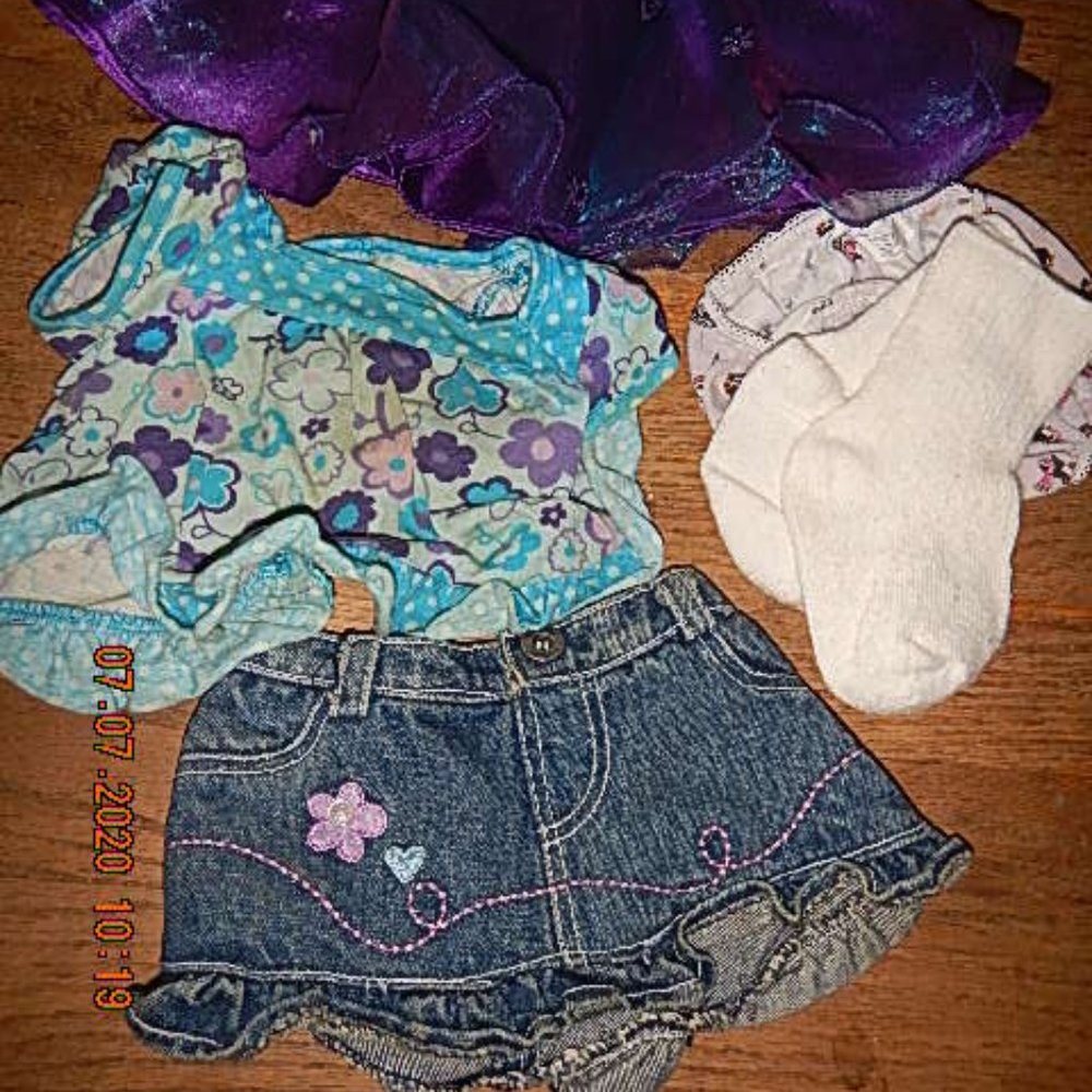 LOT Build-A-Bear clothes- sneakers/velvet shoes/skirt/tops/dress/socks/costume